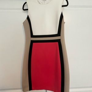 Calvin Klein Scuba White and Pink Work Dress size 12P